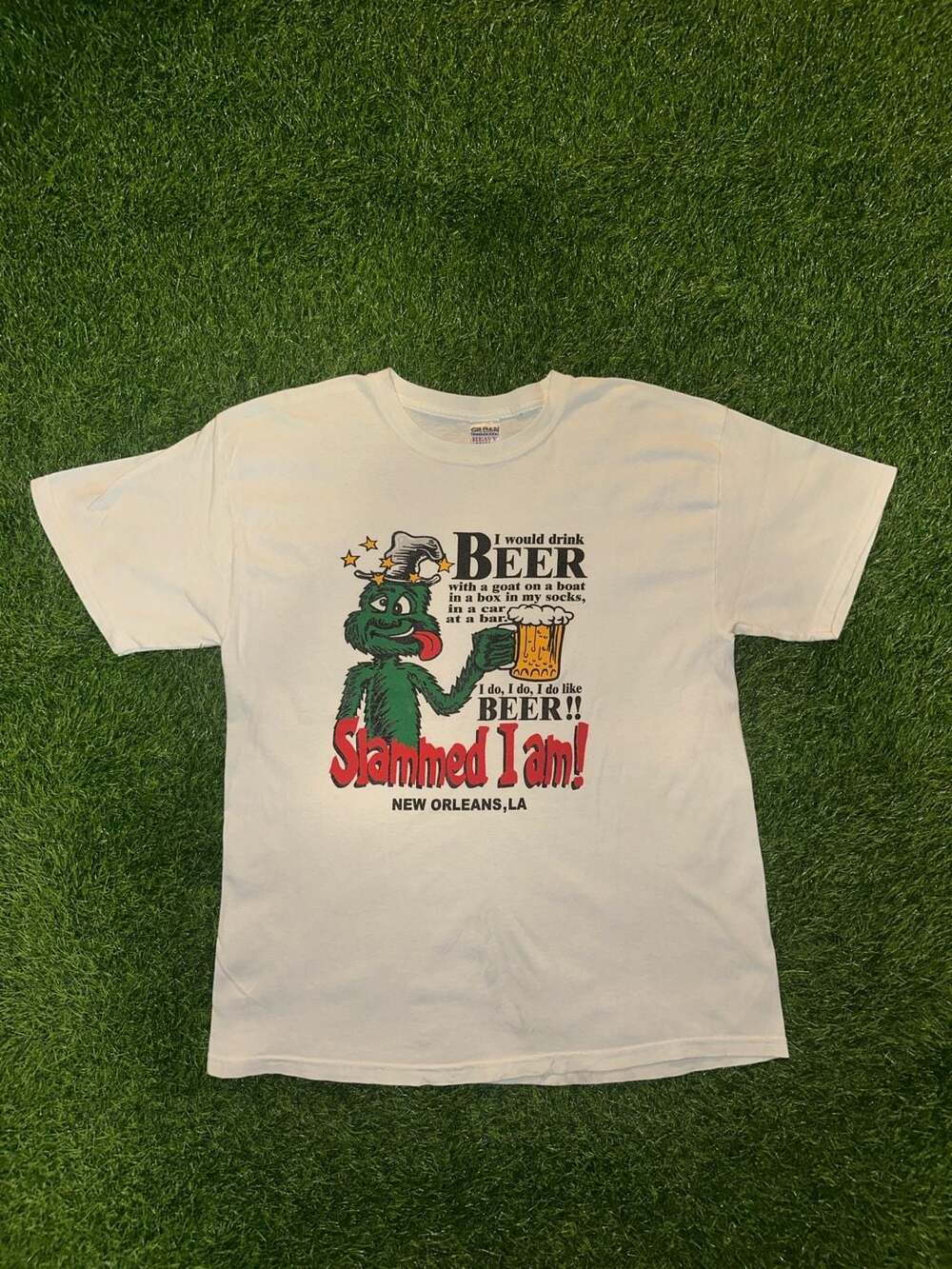 Gildan Slammed I Am Dr Seuss Parody Beer T-Shirt Size L White
